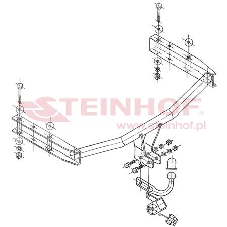 Steinhof Towbar (fixed with 2 bolts) for Audi A4, 2000 2004