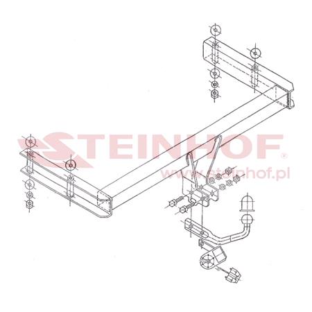 Steinhof Towbar (fixed with 2 bolts) for Audi A6, 1997 2004