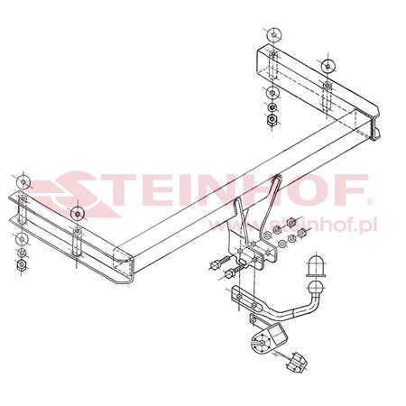 Steinhof Towbar (fixed with 2 bolts) for Audi A6, 1997 2004