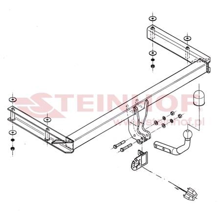 Steinhof Towbar (fixed with 2 bolts) for Audi A6 Avant, 2005 2011