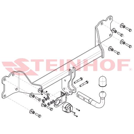 Steinhof Towbar (fixed with 2 bolts) for Audi Q7, 2015 Onwards