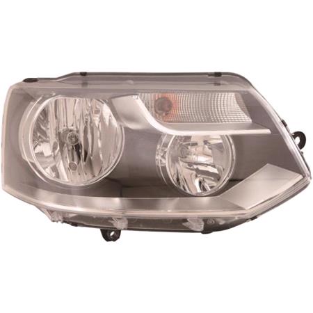 Right Headlamp (Single Reflector, Halogen, Takes H4 Bulb, Supplied Without Bulbs) for Volkswagen TRANSPORTER Mk V van 2010 on