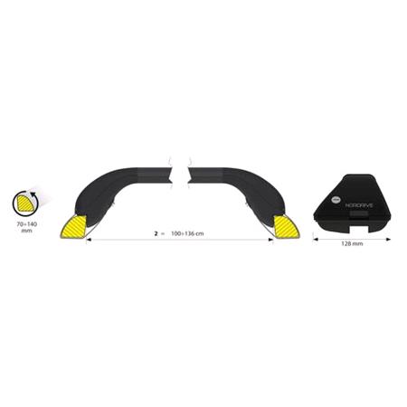 Nordrive Snap black steel aero Roof Bars for Fiat Doblo Cargo 2001 2010, With Raised Roof Rails