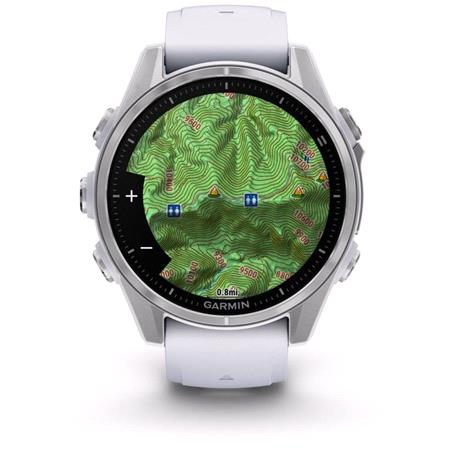 Garmin Fenix 8 Smartwatch 43mm AMOLED in Silver with Whitestone Silicone Strap