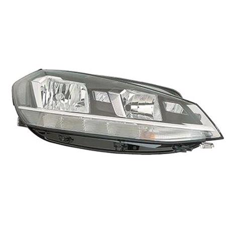 Right Headlamp (Halogen, Takes H7 / H9 Bulb, With LED Daytime Running Light) for Volkswagen GOLF VII 2017 to 2019