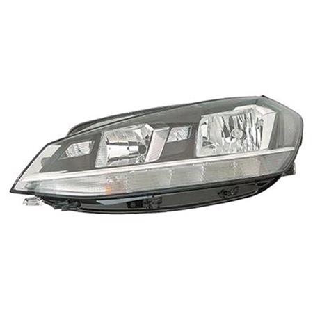 Left Headlamp (Halogen, Takes H7 / H9 Bulb, With LED Daytime Running Light) for Volkswagen GOLF VII 2017 to 2019
