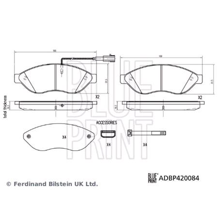 Blueprint Front Brake Pads (Full set for Front Axle)   ADBP420084
