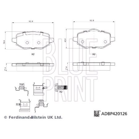 Blue Print Rear Brake Pads (Full set for Rear Axle)   ADBP420126