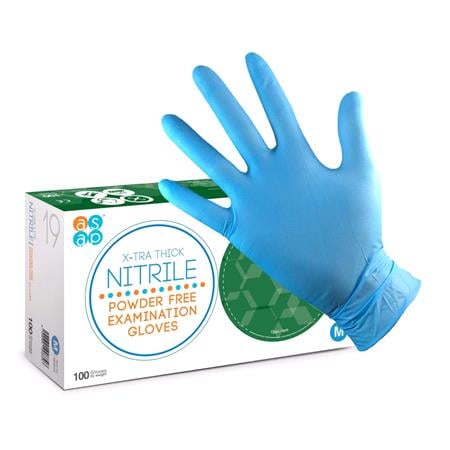 X TRA Thick Blue Nitrile Powder Free Disposable Gloves x100   Small