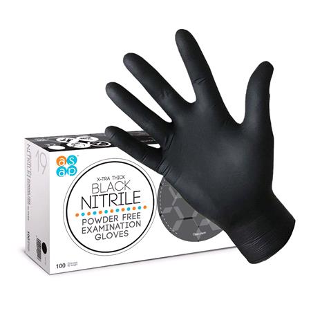 X TRA Thick Black Nitrile Powder Free Disposable Gloves   x100   Extra Large