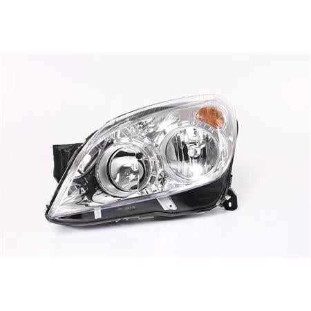 Left Headlamp (With Chrome Bezel, Halogen, Takes H7 / H1 Bulbs, Supplied With Motor, Original Equipment) for Opel ASTRA H 2007 2009
