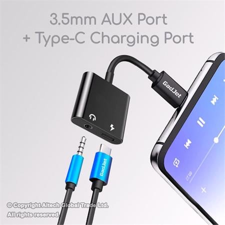 GadJet 2 in 1 AUX Audio + Type C Charging Adapter 