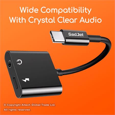 GadJet 2 in 1 AUX Audio + Type C Charging Adapter 