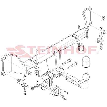 Steinhof Towbar (fixed with 2 bolts) for BMW X3 (F25), 2010 2017