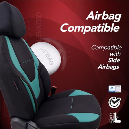 Boost Premium Cotton Leather Car Seat Covers   Black and Turquoise For Nissan ALMERA Mk II Saloon 2000 2006