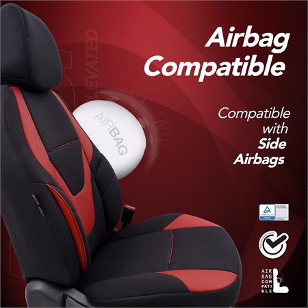 Boost Premium Cotton Leather Car Seat Covers   Black and Red For Nissan ALMERA Mk II Saloon 2000 2006