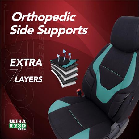 Boost Premium Cotton Leather Car Seat Covers   Black and Turquoise For Nissan ALMERA Mk II Saloon 2000 2006