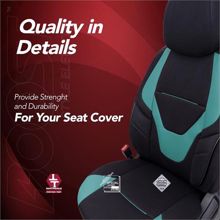 Boost Premium Cotton Leather Car Seat Covers   Black and Turquoise For Nissan ALMERA Mk II Saloon 2000 2006