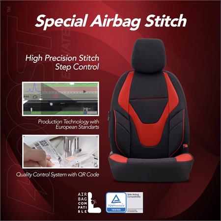 Boost Premium Cotton Leather Car Seat Covers   Black and Red For Nissan ALMERA Mk II Saloon 2000 2006