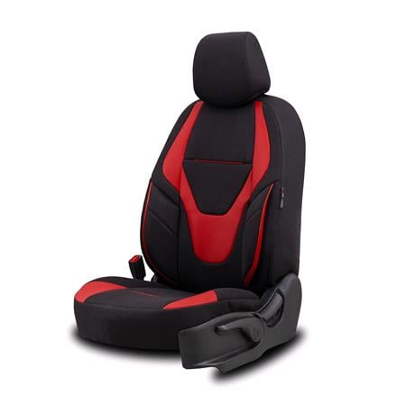 Boost Premium Cotton Leather Car Seat Covers   Black and Red For Nissan ALMERA Mk II Saloon 2000 2006