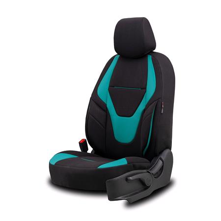 Boost Premium Cotton Leather Car Seat Covers   Black and Turquoise For Nissan ALMERA Mk II Saloon 2000 2006