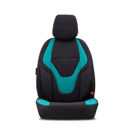 Boost Premium Cotton Leather Car Seat Covers   Black and Turquoise For Nissan ALMERA Mk II Saloon 2000 2006