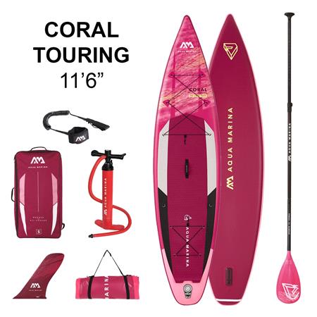 Aqua Marina Coral Touring (2023) 11'6" iSUP with Paddle and Coil Leash