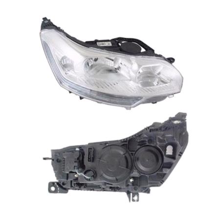Right Headlamp (Halogen, With LED DRL, Takes H7 / H1 / H7 Bulbs, Supplied With Motor & Bulbs, Original Equipment) for Citroen C5 Estate 2011 on