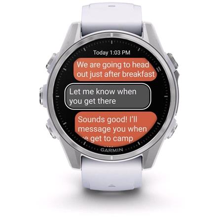 Garmin Fenix 8 Smartwatch 43mm AMOLED in Silver with Whitestone Silicone Strap