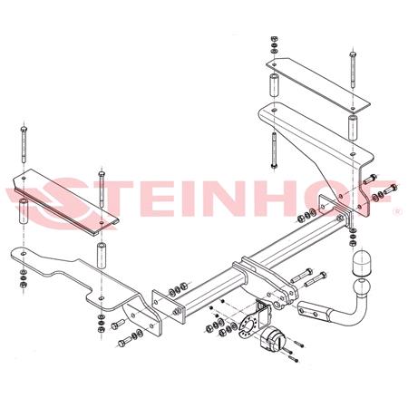 Steinhof Towbar (fixed with 2 bolts) for Chevrolet AVEO Saloon, 2005 2011