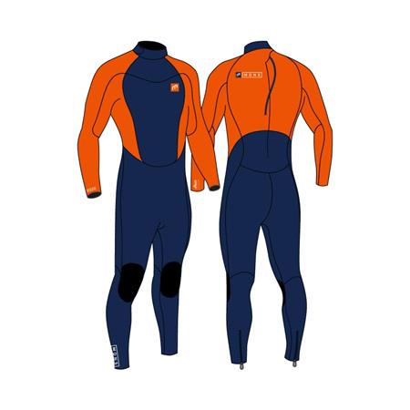 MDNS Pioneer Fullsuit 3|2mm Steamer Youth Wetsuit   Navy and Orange   Size 6 XS
