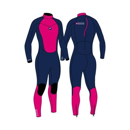 MDNS Pioneer Fullsuit 3|2mm Steamer Youth Wetsuit   Navy and Pink   Size 6 XS
