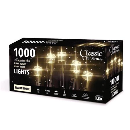 Classic Christmas 1000L LED Multi Action Super Bright Warm White Lights 