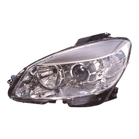Left Headlamp (Halogen, Takes H7 / H7 Bulbs, Chrome Bezel, Supplied With Motor, Original Equipment) for Mercedes C CLASS 2007 2011