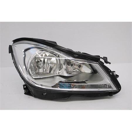 Right Headlamp (Halogen, Takes H7 / H7 Bulbs, Chrome Bezel, Supplied With Motor, Original Equipment) for Mercedes C CLASS 2007 2011