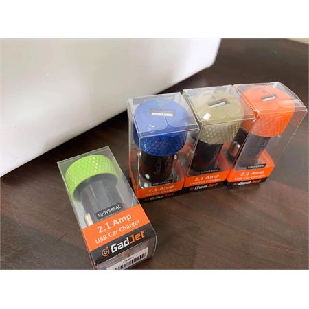 GadJet Compact 2.1A USB Car Charging Adaptor   Blue