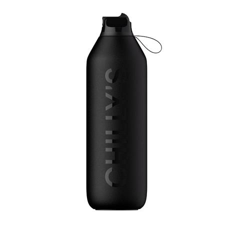 Chilly's Series 2 Insulated Flip Sports Bottle   Abyss Black   1 Litre
