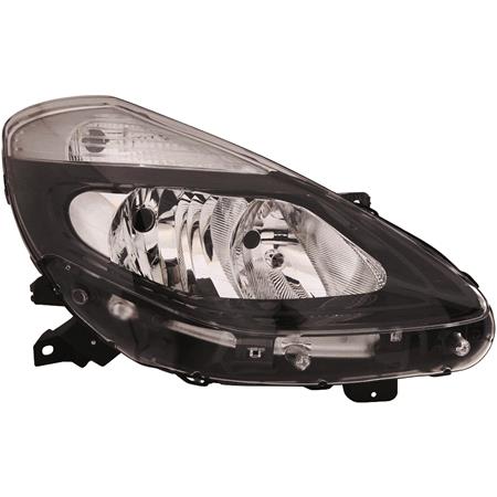 Right Headlamp (With Black Bezel, Takes H7/H7 Bulbs, Supplied Without Motor) for Renault CLIO III 2009 2011