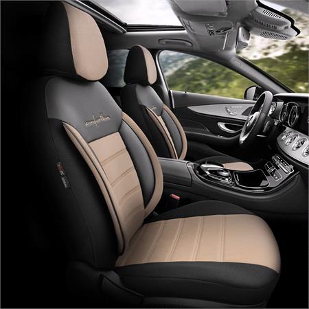 Premium Fabric Car Seat Covers COMFORTLINE   Beige Black For Volvo V50 2004 2012