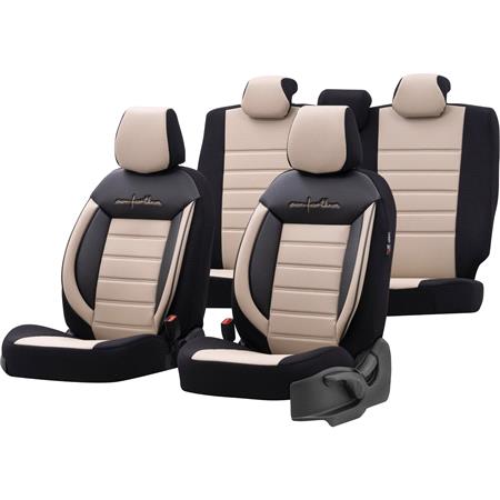 Premium Fabric Car Seat Covers COMFORTLINE   Beige Black For Audi E TRON 2018 Onwards