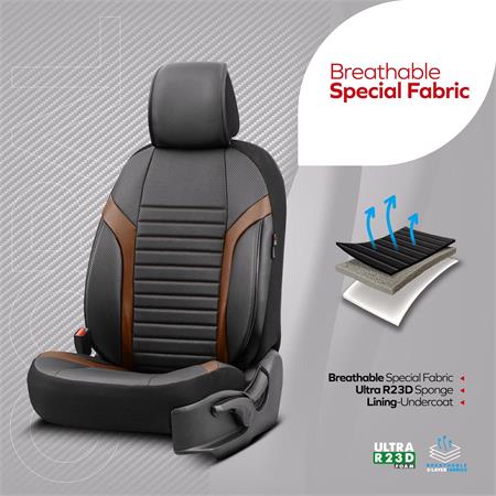Premium Lacoste Leather Car Seat Covers LIMITED SERIES   Black Grey For Subaru LEGACY VI 2015 Onwards