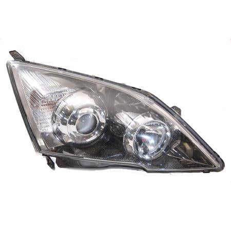 Right Headlamp (Smoked Chrome Bezel, Halogen, Takes H1 / HB3 Bulbs, Manual or Electric Adjustment, Supplied Without Motor) for Honda CR V Mk III 2007 on