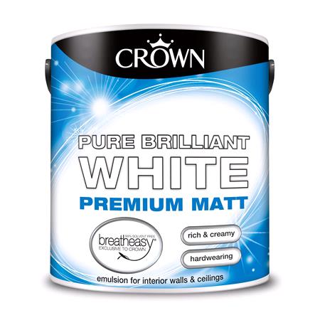 Crown Matt Emulsion Paint BRILLIANT WHITE   2.5L