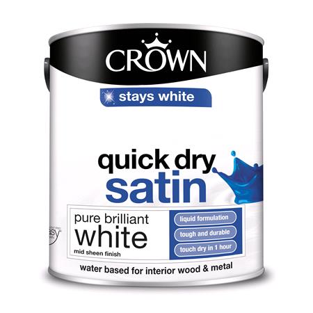 Crown Quick Dry Satin Wood and Metal Paint WHITE   2.5L