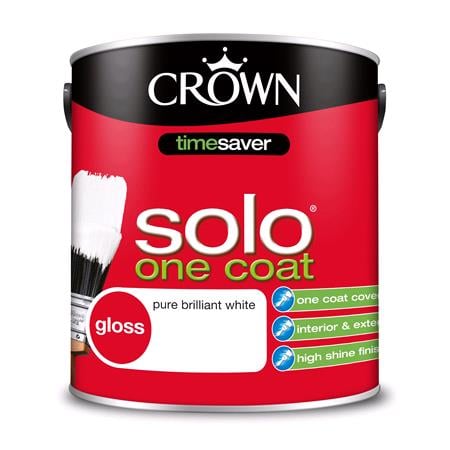 Crown Solo One Coat Satin Wood and Metal Paint BRILLIANT WHITE   2.5L