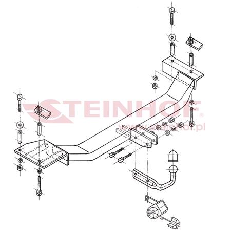 Steinhof Towbar (fixed with 2 bolts) for Daewoo LANOS Saloon, 1997 2003