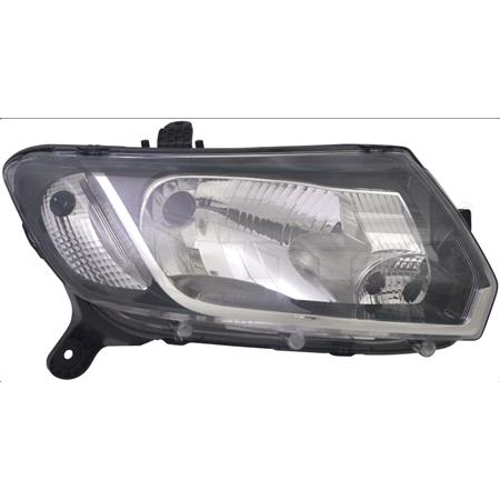 Right Headlamp (Halogen, Takes H4 Bulb, Manual Cable Adjustment, Supplied Without Cable) for Dacia SANDERO 2013 2016