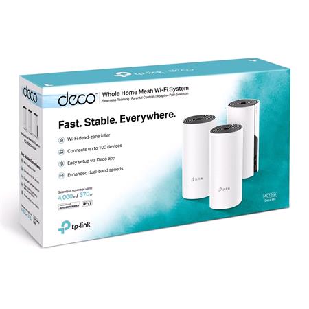 Tp Link Ac1200 Deco M4 3 Pack Mesh Wifi System   4,000 Sq Ft Coverage