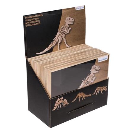 Dinosaur Skeleton 3D Puzzles Set   Natural Wood   3 Puzzles