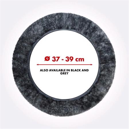Faux Lambs Wool Steering Wheel Cover   Silver (37 39cm)